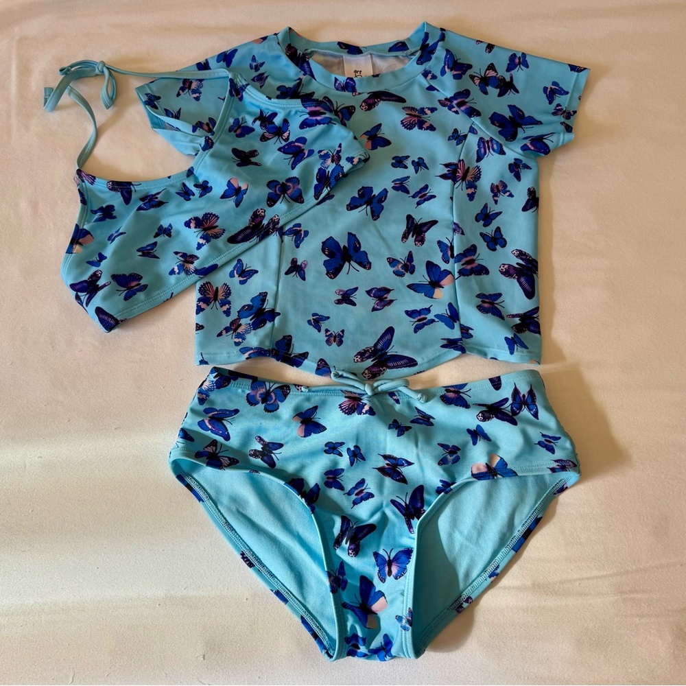 Art Class Butterfly Print 3-Piece Swim Set